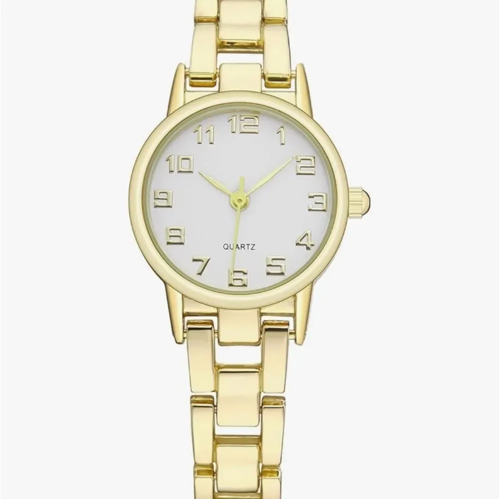 Vintage Gold Bracelet Watch Women’s Small Quartz Analog Waterproof 26mm 90s Vibe